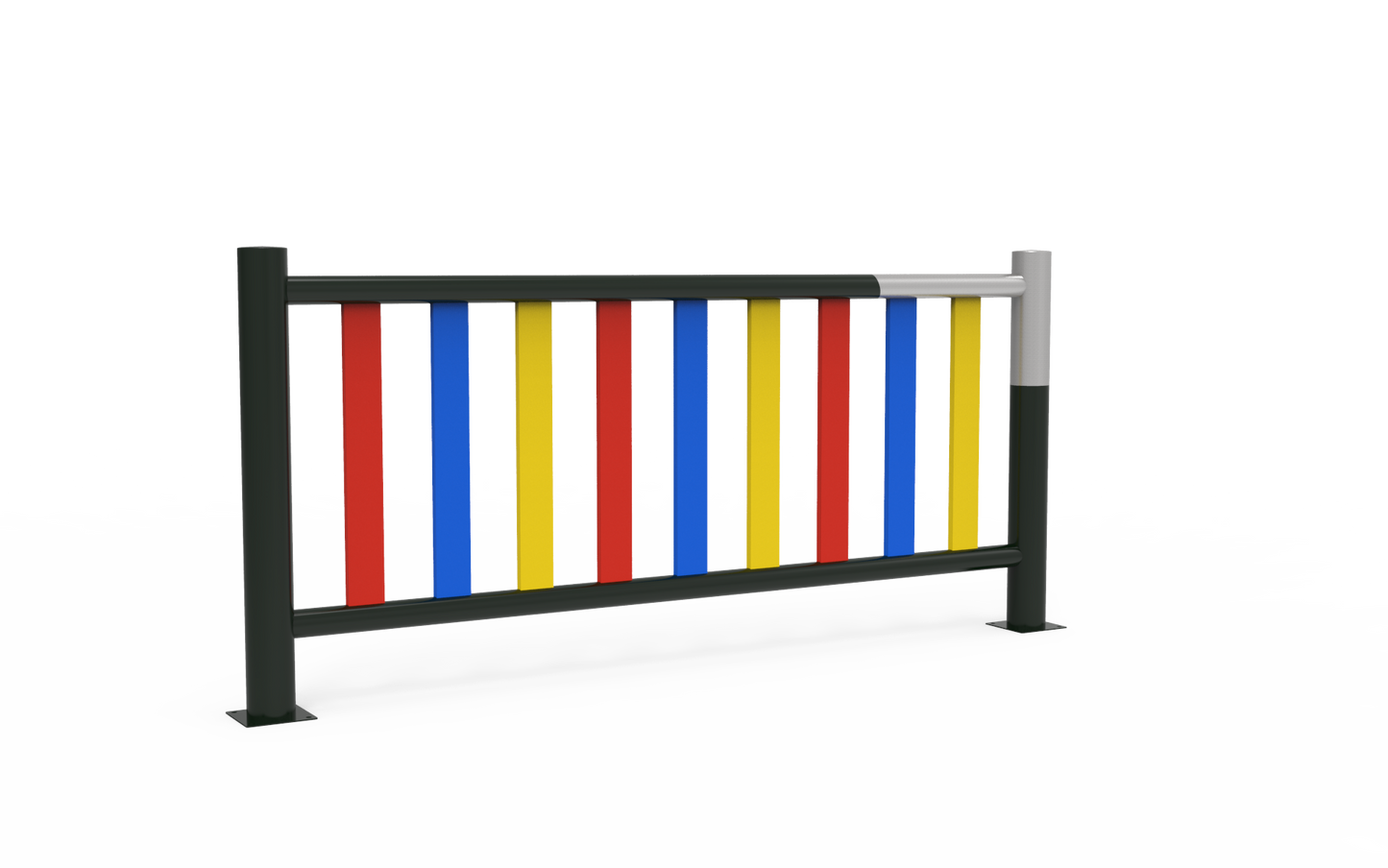 Galvanized metal fence, lacquered finish and HDPE sheets.