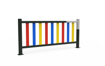 Galvanized metal fence, lacquered finish and HDPE sheets.