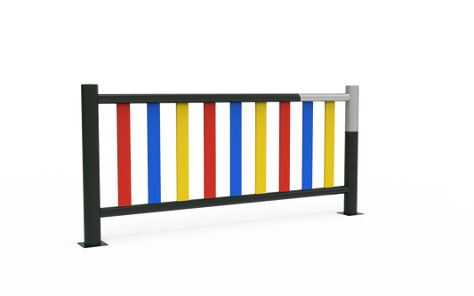 Galvanized metal fence, lacquered finish and HDPE sheets.