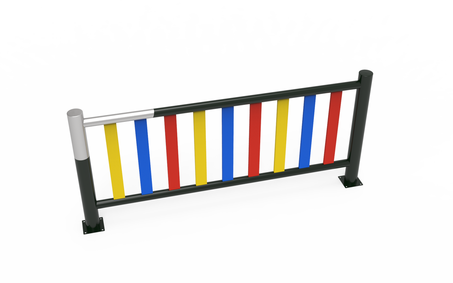 Galvanized metal fence, lacquered finish and HDPE sheets.