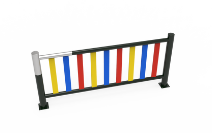 Galvanized metal fence, lacquered finish and HDPE sheets.